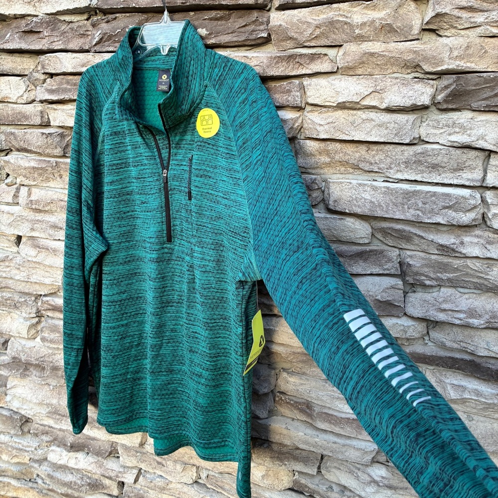 NWT Xersion Men’s quarter zip long sleeve quick dry pullover shirt - teal green